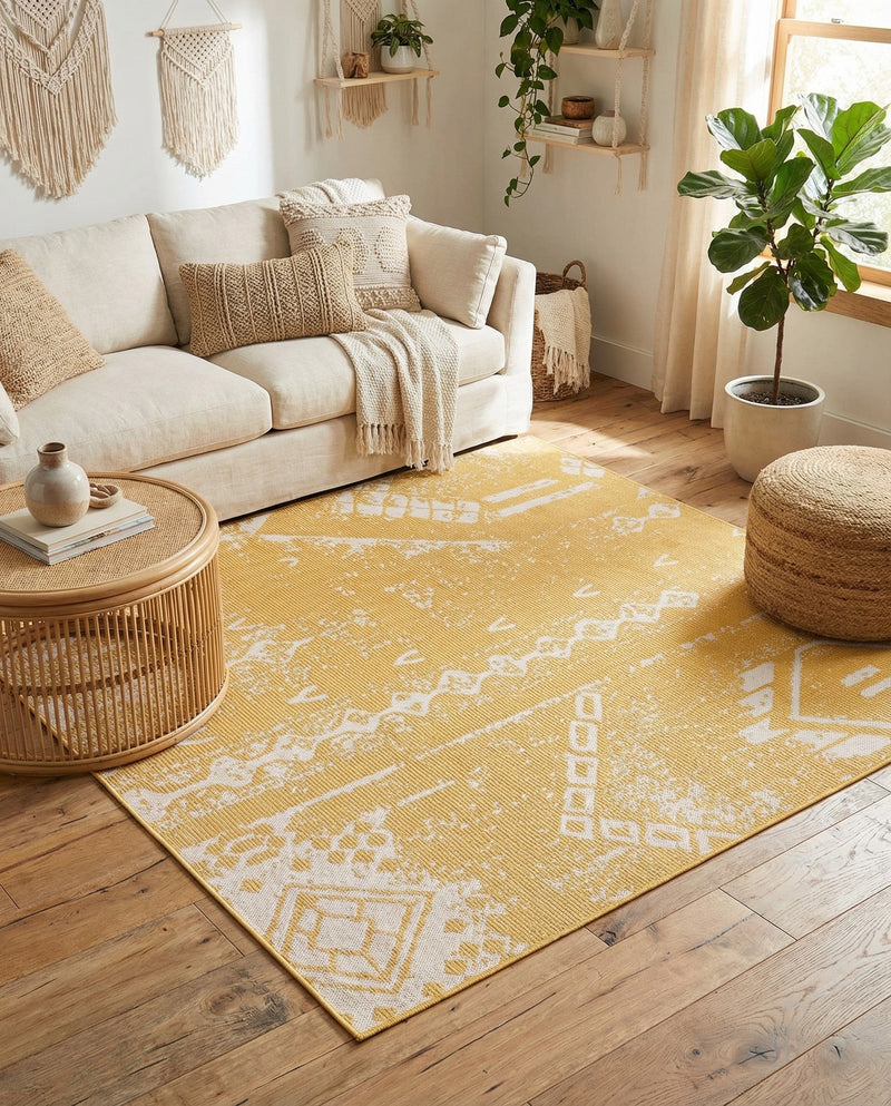 Desert Nomad Terrace Collection Area Rug - Sahara (Yellow) Square Yellow  lifestyle 65