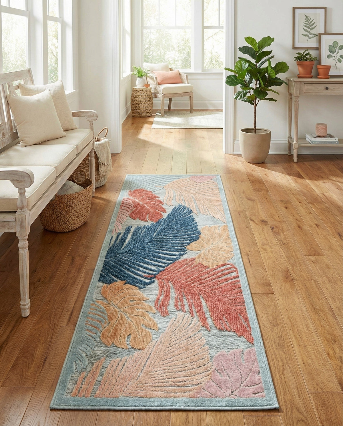 Seaside Blooms Collection Area Rug -  Tranquil Runner Multi  lifestyle 106