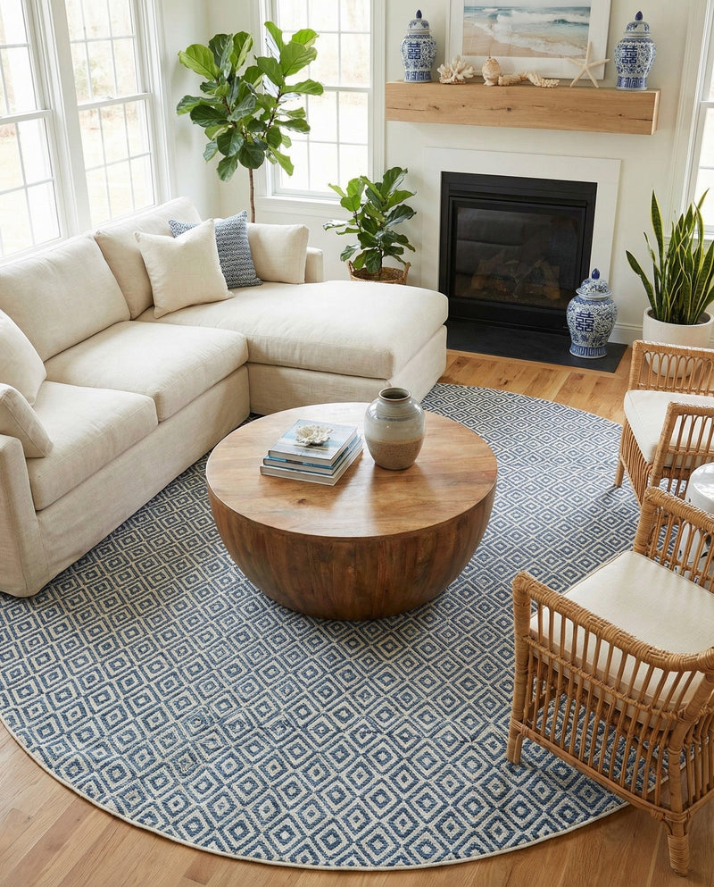 Urban Oasis Rugs Collection Area Rug -  Rooftop (Blue) Round Blue  lifestyle 66