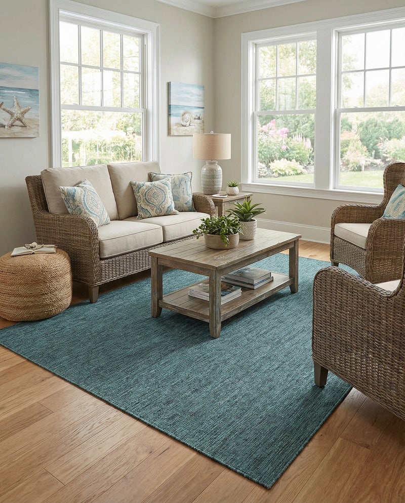 Seaside Serenity Collection Area Rug - Veranda (Teal) Rectangle Teal  lifestyle 21