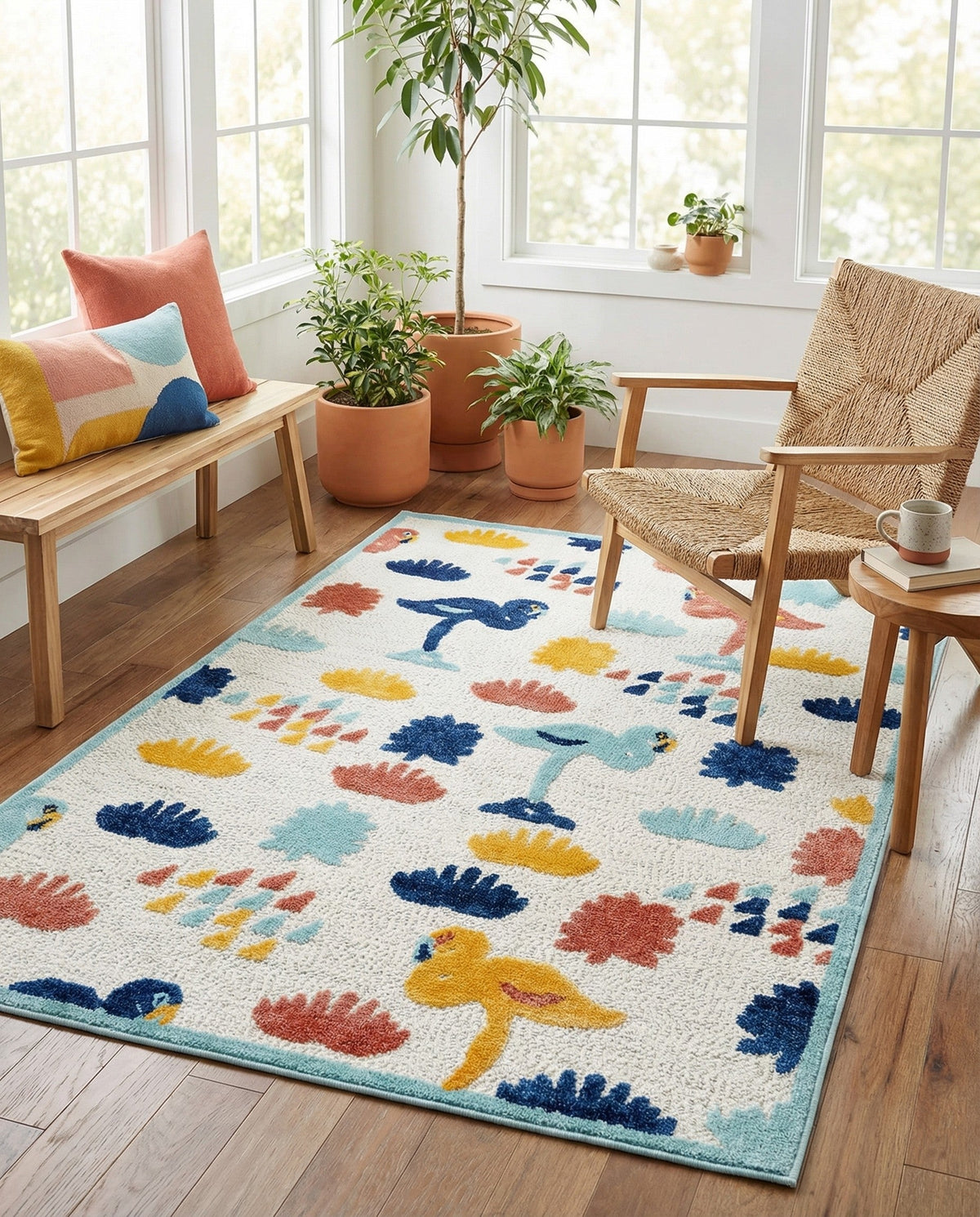 Caribbean Terrace Collection Area Rug -  StLucia Rectangle White  lifestyle 20