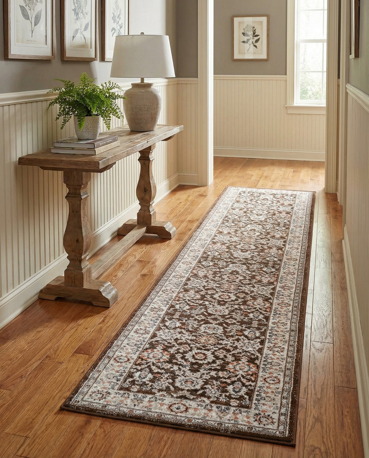 Savannah Elegance Collection Area Rug - Augusta (Brown) Runner Brown  lifestyle 92
