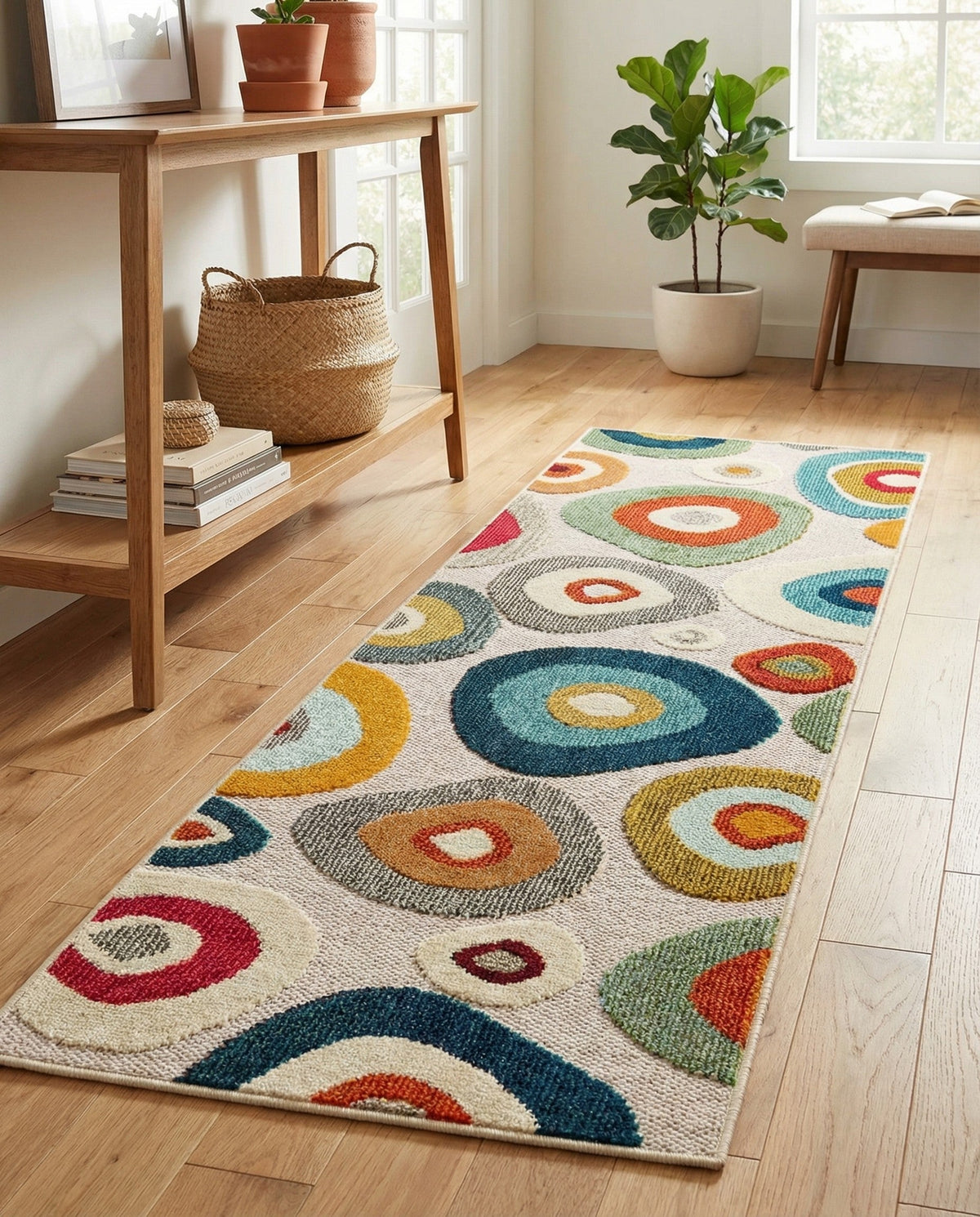 Outdoor Marrakesh Collection Area Rug -  Chefchaouen Runner Multi Beige  lifestyle 145