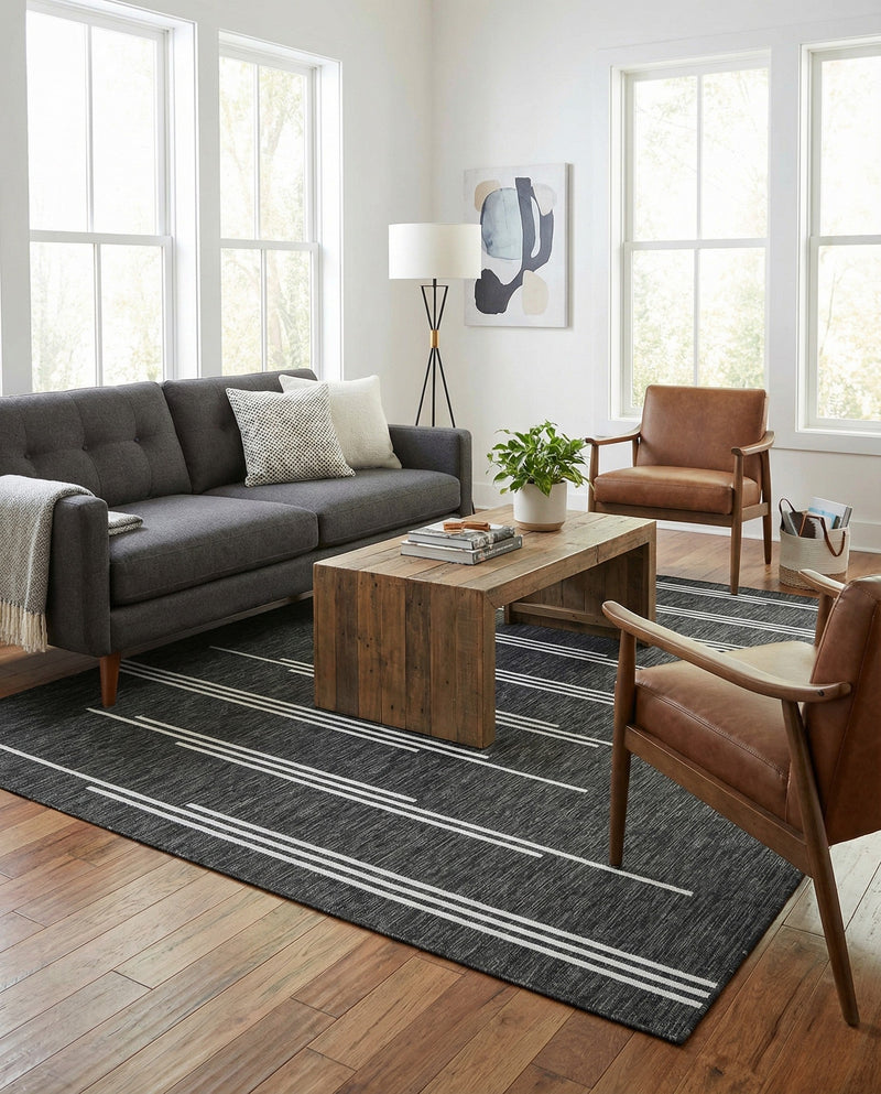Urban Terrace Collection Area Rug -  Brooklyn Rectangle Black and White  lifestyle 23