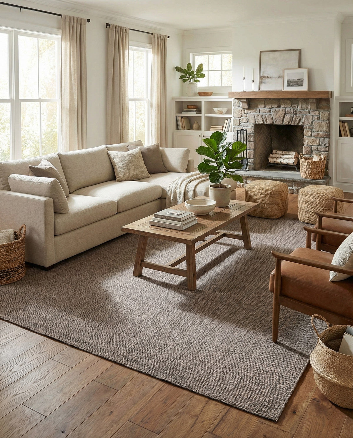 Seaside Serenity Collection Area Rug - Veranda (Light Brown) Rectangle Light Brown  lifestyle 8
