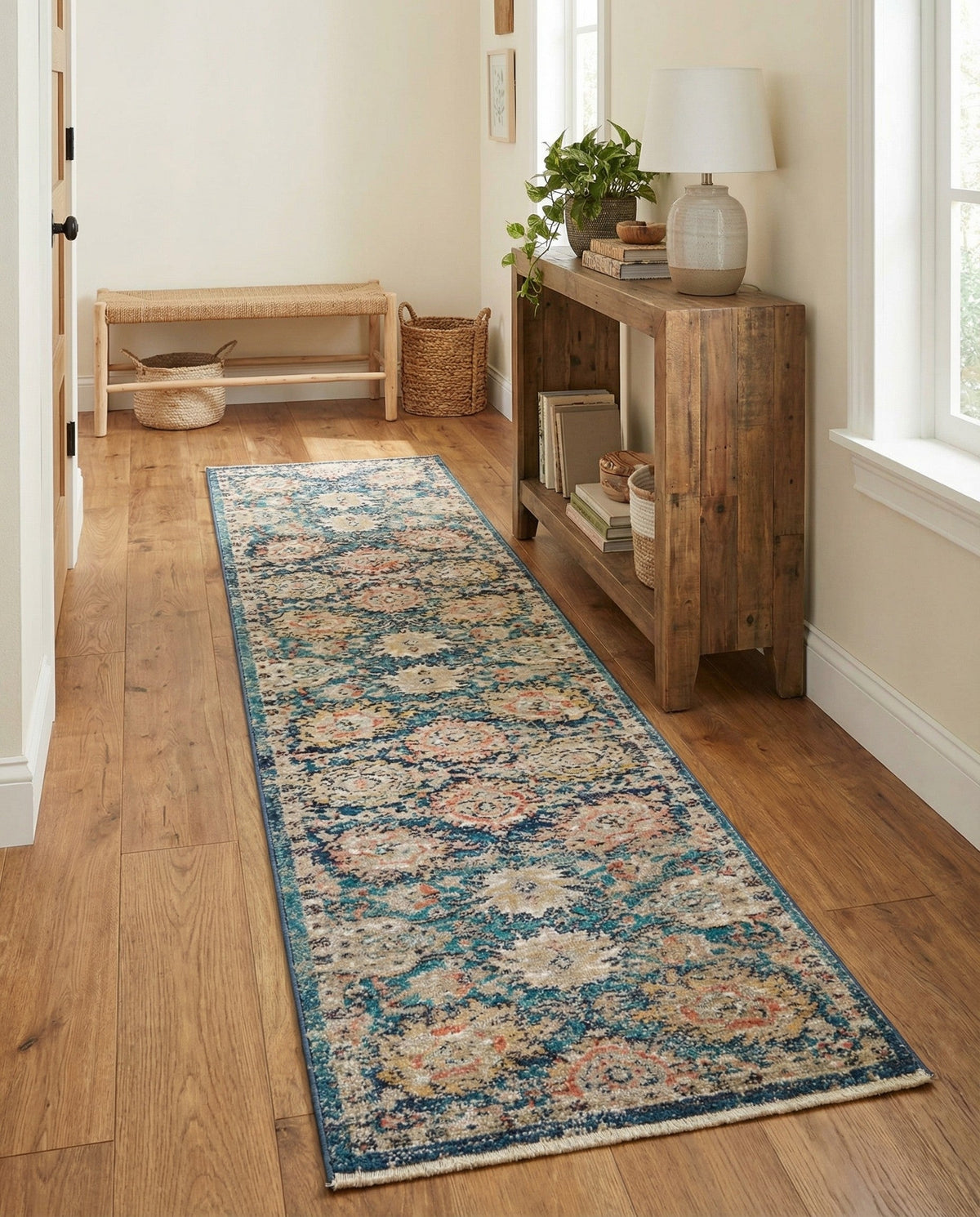 Seville Stripes Collection Area Rug -  Cordoba (Blue) Runner Blue  lifestyle 86
