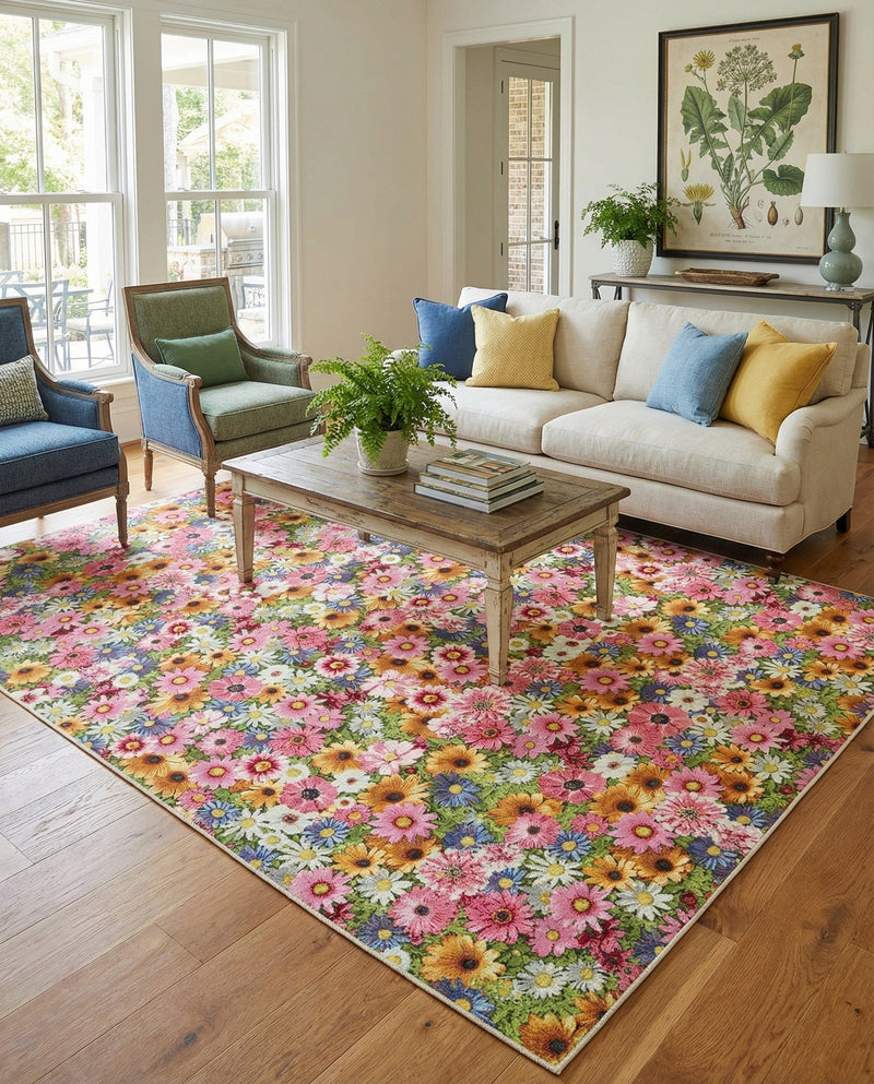 Seaside Blooms Collection Area Rug -  Marseilles Rectangle Multi  lifestyle 25