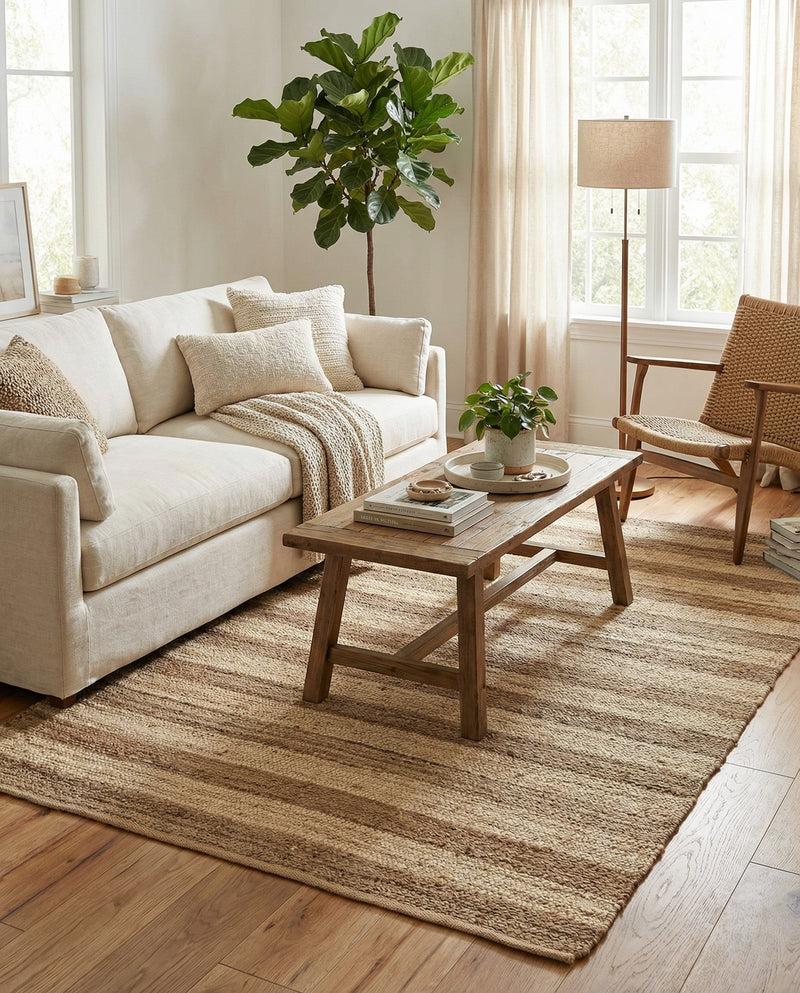 Woven Seaside Jute Collection Area Rug - Nantucket Rectangle Natural Ivory  lifestyle 22