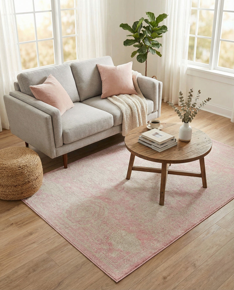 Dover Terrace Collection Area Rug -  Lagoon (Pink) Rectangle Pink  lifestyle 6