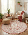 Tribal Terrace Treasures Collection Area Rug -  Incan Isle (Rust Red) Round Rust Red  lifestyle 81