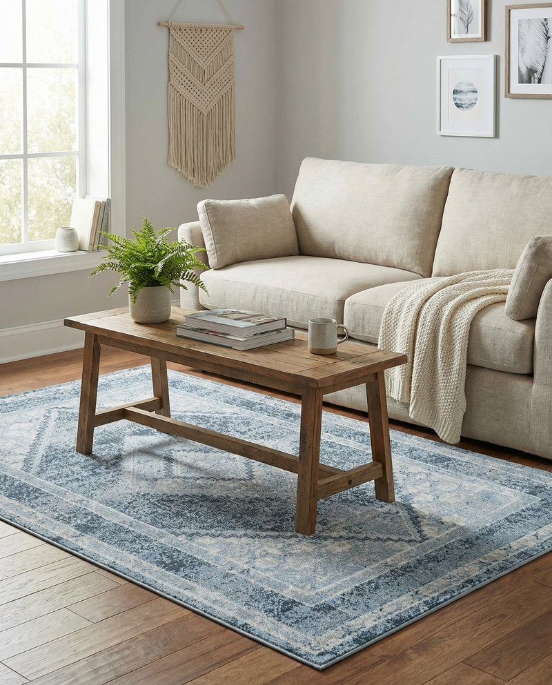 Aegean Elegance Washables Collection Area Rug -  Delos Rectangle Navy Blue  lifestyle 20