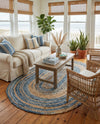 Woven Udaipur Collection Area Rug - Sahara Oval Blue and Natural  lifestyle 82