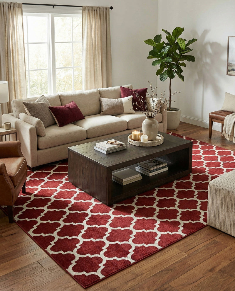 Lattice Gardens Collection Area Rug -  Bloomfield (Dark Terracotta) Rectangle Dark Terracotta  lifestyle 18