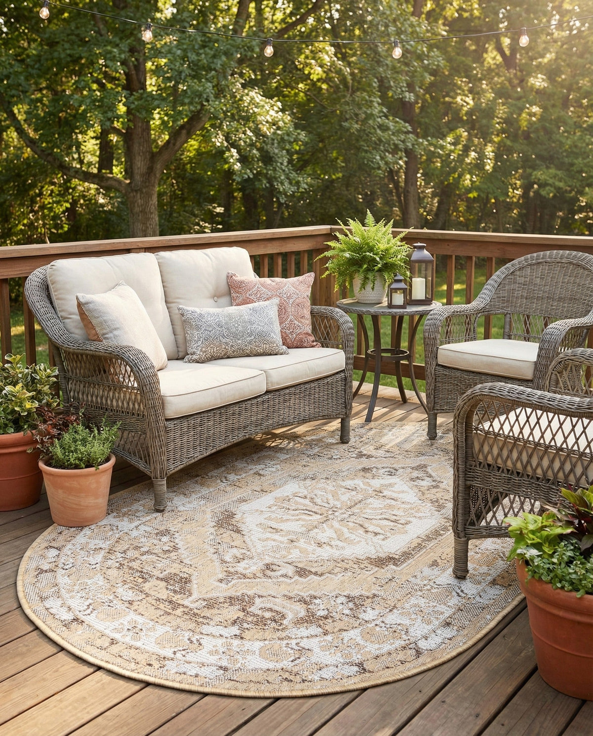 Patio Heritage Collection Area Rug -  Augusta (Natural) Oval Natural  lifestyle 105