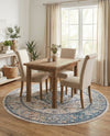 Seville Stripes Collection Area Rug - Cadiz (Blue) Round Blue  lifestyle 75