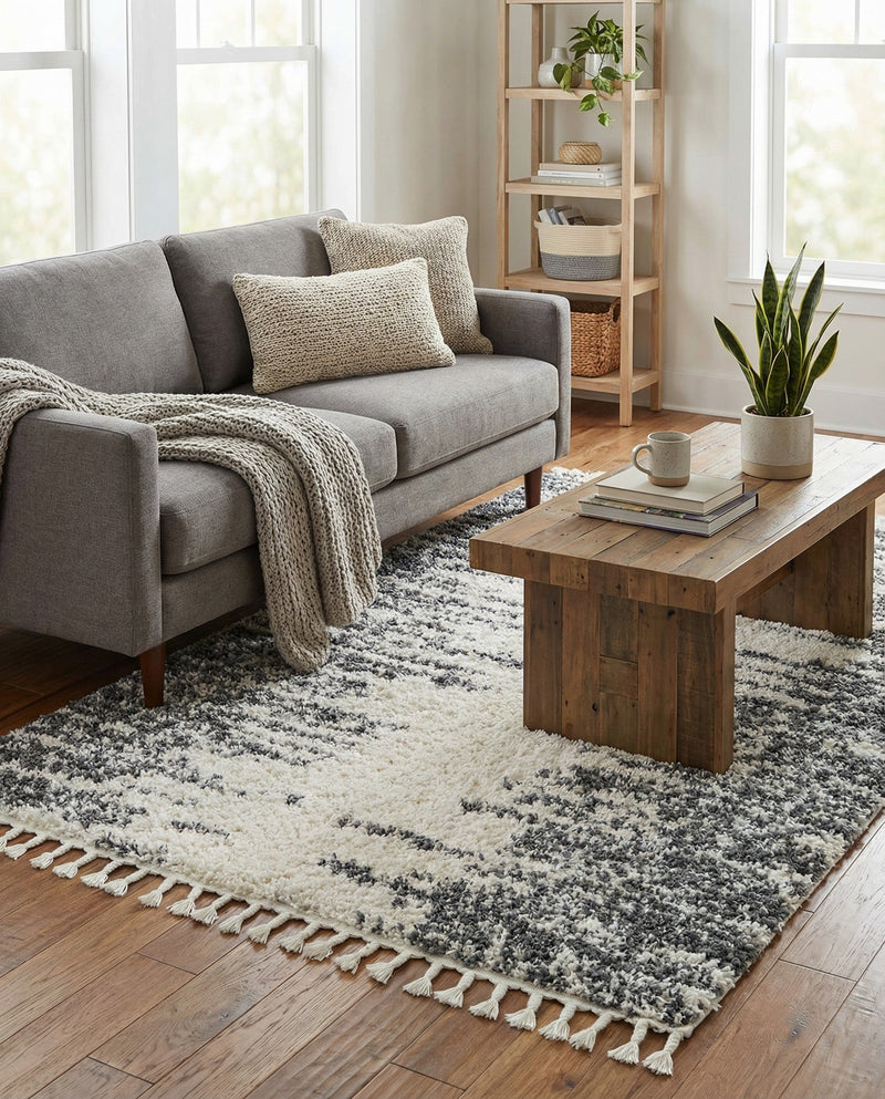 Tranquil Tides Shag Collection Area Rug - Marina Rectangle White  lifestyle 31