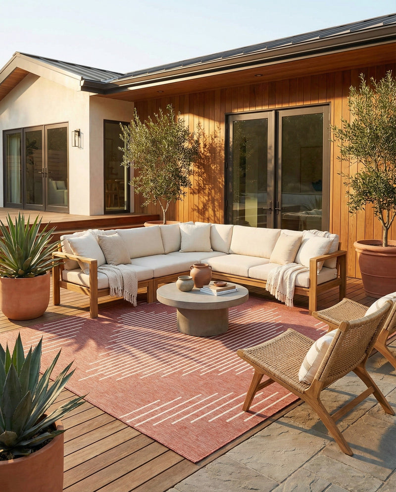 Urban Terrace Collection Area Rug -  Chelsea (Rust Red) Square Rust Red  lifestyle 63