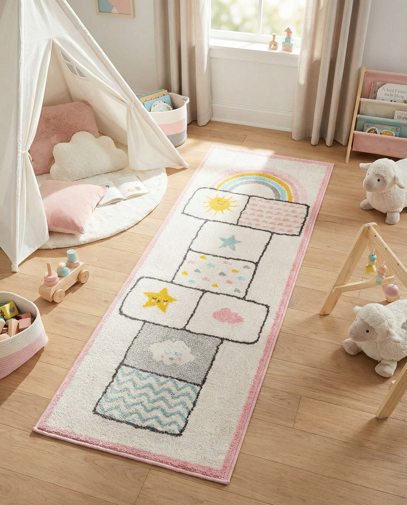 Wonder Tykes Collection Area Rug -  Swirl Runner Ivory  lifestyle 28