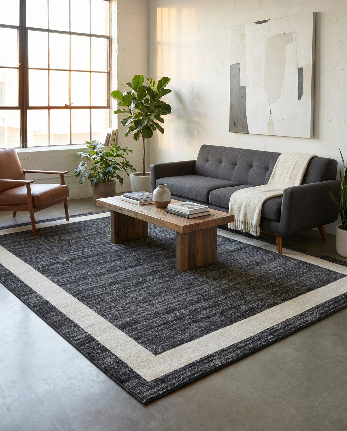 Studio Haven Collection Area Rug -  Alcove (Black) Rectangle Black  lifestyle 7