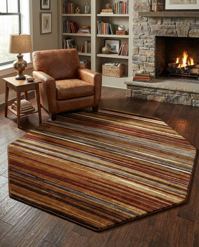 Bistro Lounge Collection Area Rug -  Americano Octagon Beige  lifestyle 56