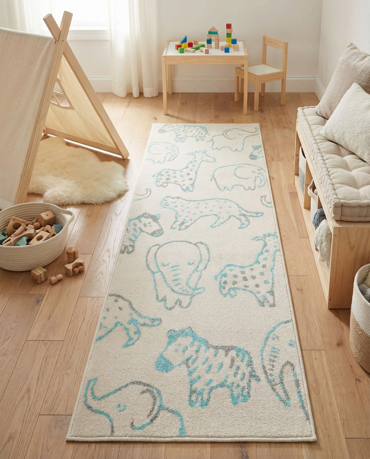 Wonder Tykes Collection Area Rug -  Spectrum Runner Ivory  lifestyle 166