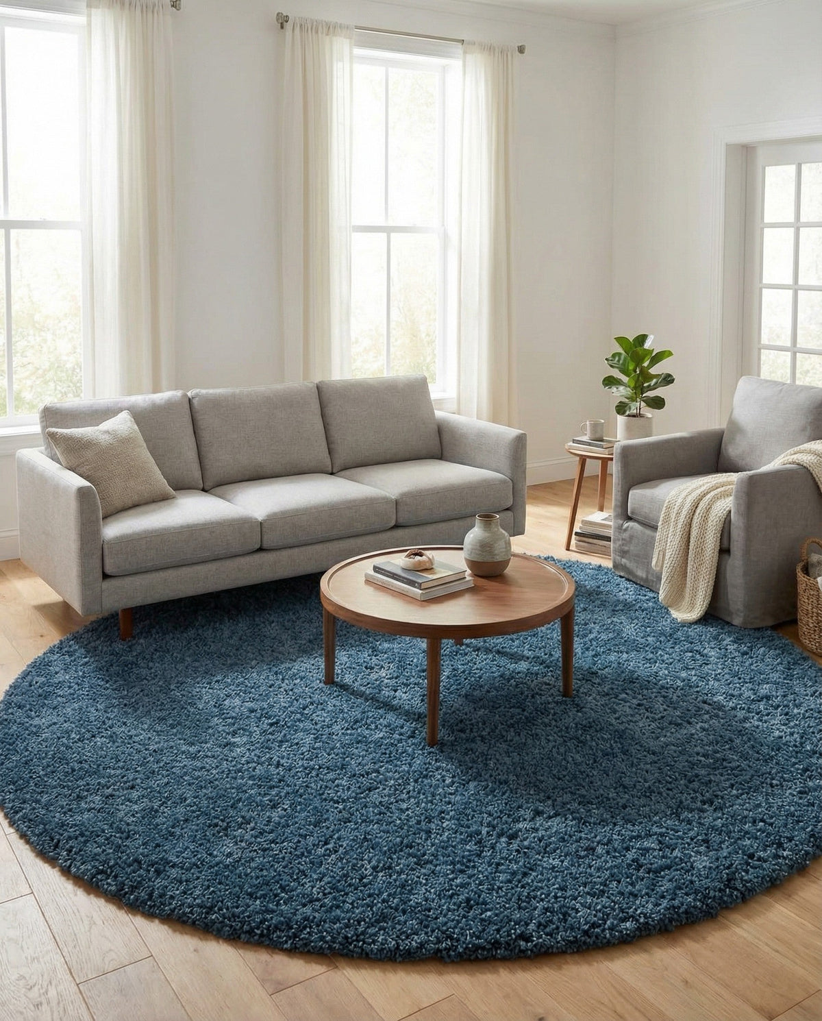 Alpine Plush Collection Area Rug - Verbier Round Dblue  lifestyle 115
