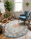 Caribbean Breeze Collection Area Rug -  Floriana Oval Light Blue  lifestyle 78