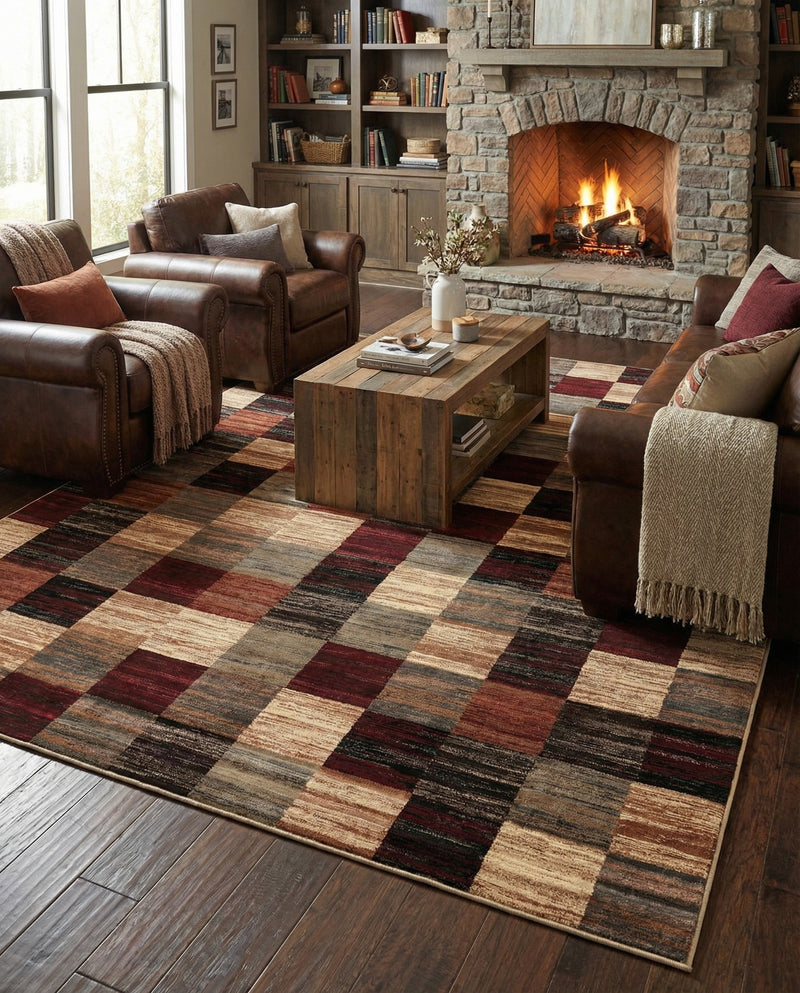 Bistro Lounge Collection Area Rug - Espresso Rectangle Multi  lifestyle 13