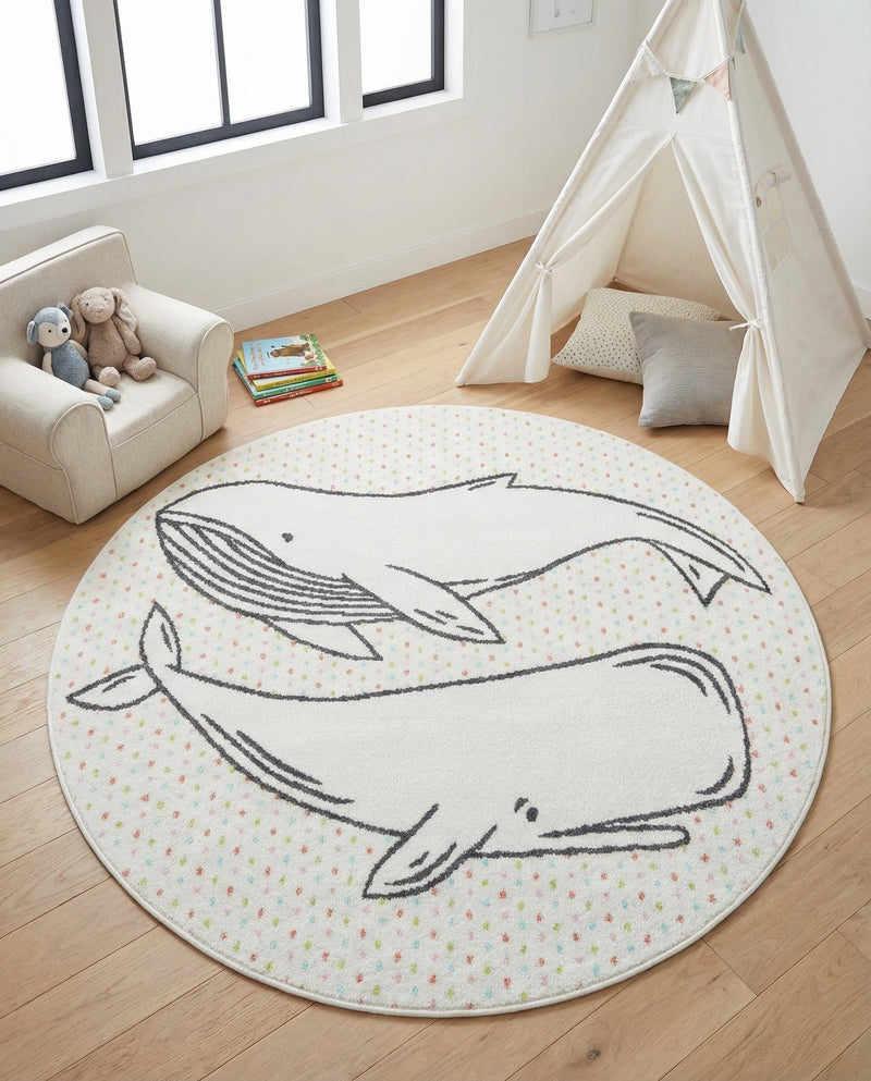Wonder Tykes Collection Area Rug -  Patchwork Round Gray  lifestyle 7