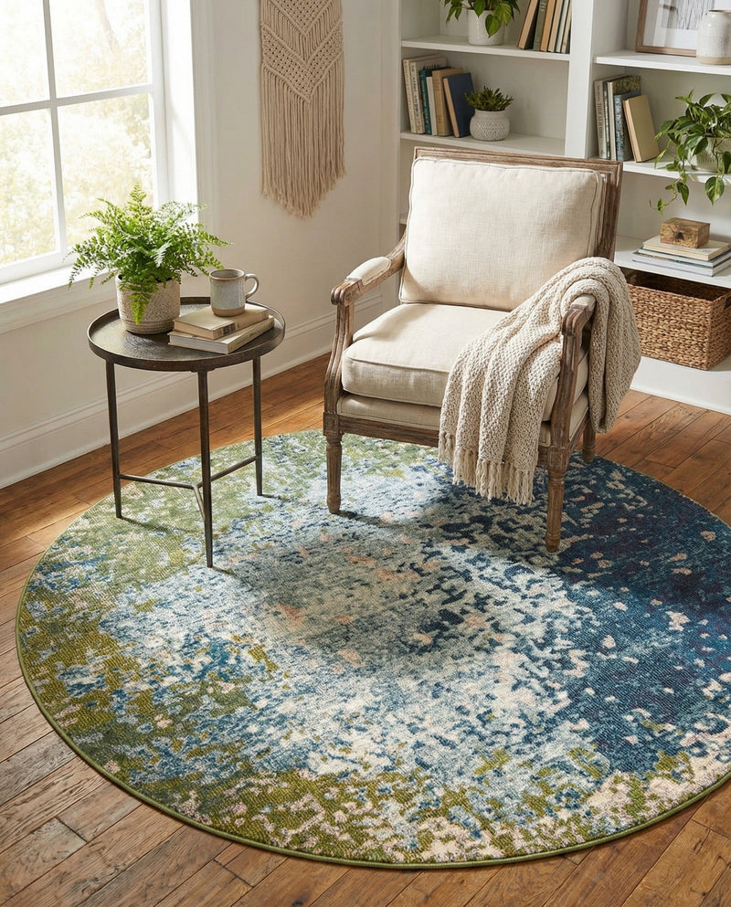 Marrakesh Elegance Collection Area Rug -  Boujad Round Blue  lifestyle 56