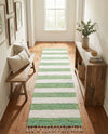 Tassel Trail Collection Area Rug - Pathway (Green and Ivory) Runner Green and Ivory  lifestyle 35