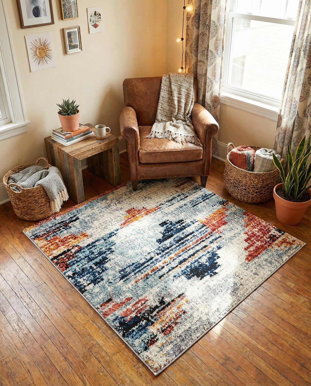 Santa Fe Trails Collection Area Rug -  Arroyo Square Multi  lifestyle 82