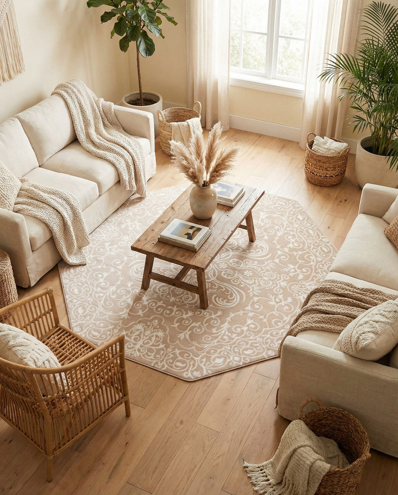 Andes Summit Collection Area Rug -  Lanín Octagon Beige  lifestyle 49