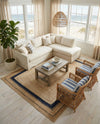 Woven Seaside Jute Collection Area Rug - Nantucket Rectangle Natural and Navy Blue  lifestyle 29