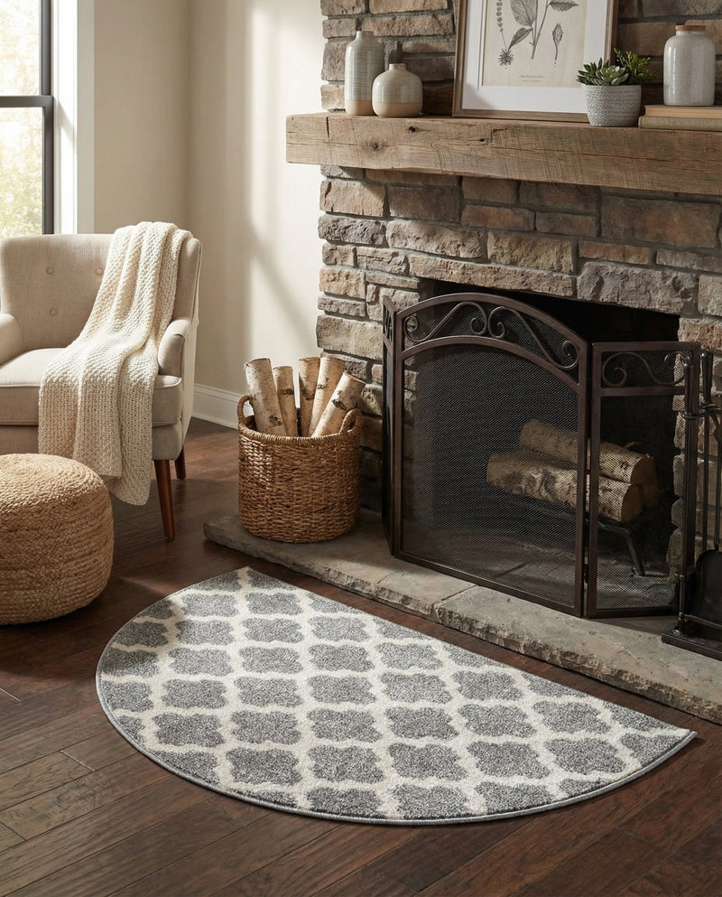 Lattice Gardens Collection Area Rug -  Bloomfield (Dark Gray) Hearth Dark Gray  lifestyle 63