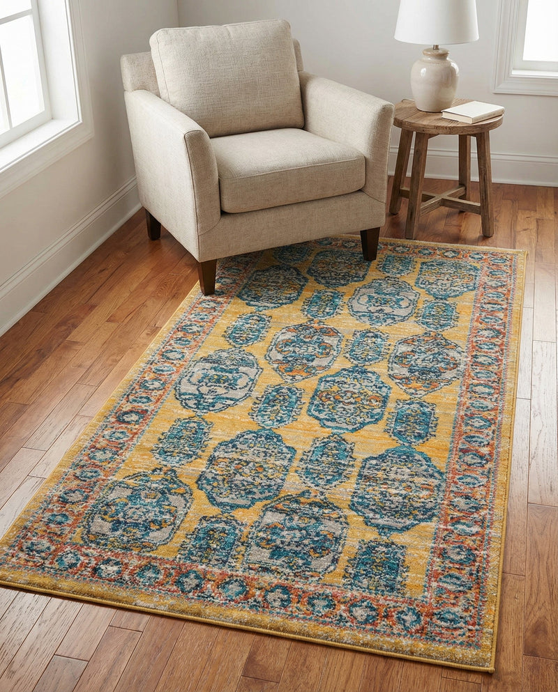 Seville Stripes Collection Area Rug -  Granada (Yellow) Rectangle Yellow  lifestyle 15