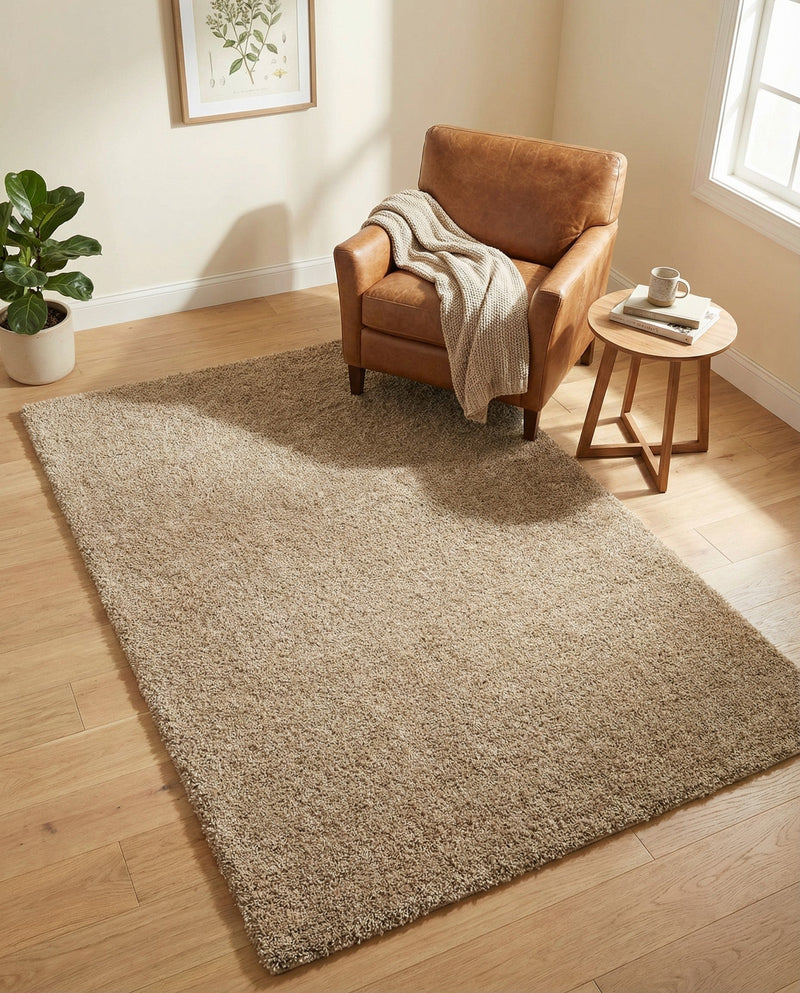 Cozy Comfort Shag Collection Area Rug - Haven (Khaki) Rectangle Khaki  lifestyle 21