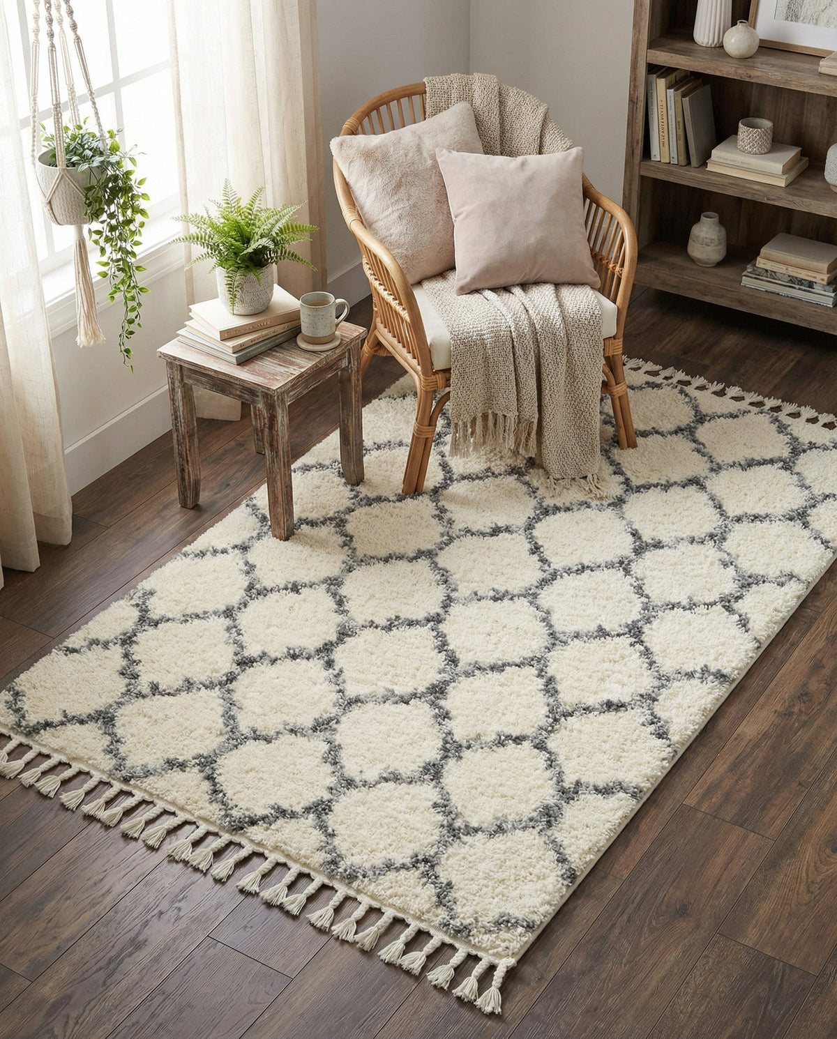 Cozy Cove Shag Collection Area Rug - Marina Rectangle Ivory  lifestyle 38