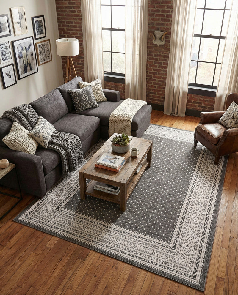 Soho Elegance Collection Area Rug -  Mercer (Gray) Rectangle Gray  lifestyle 25