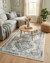 Savannah Elegance Collection Area Rug -  Tybee (Ivory Aqua) Rectangle Ivory Aqua  lifestyle 17