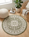 Tribal Terrace Treasures Collection Area Rug -  Incan Isle (Green) Round Green  lifestyle 52