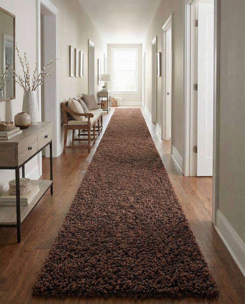 Plush Oasis Collection Area Rug - Serenity (Chocolate Brown) Runner Chocolate Brown  lifestyle 53