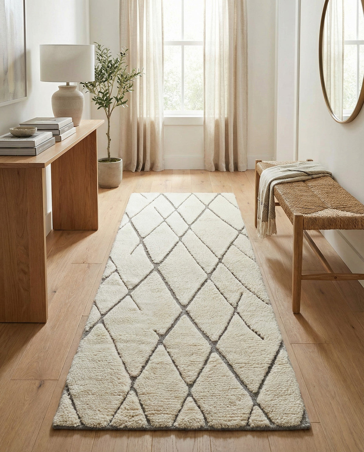 Sahara Berber Wool Collection Area Rug - Marrakesh Runner Pure Ivory  lifestyle 124