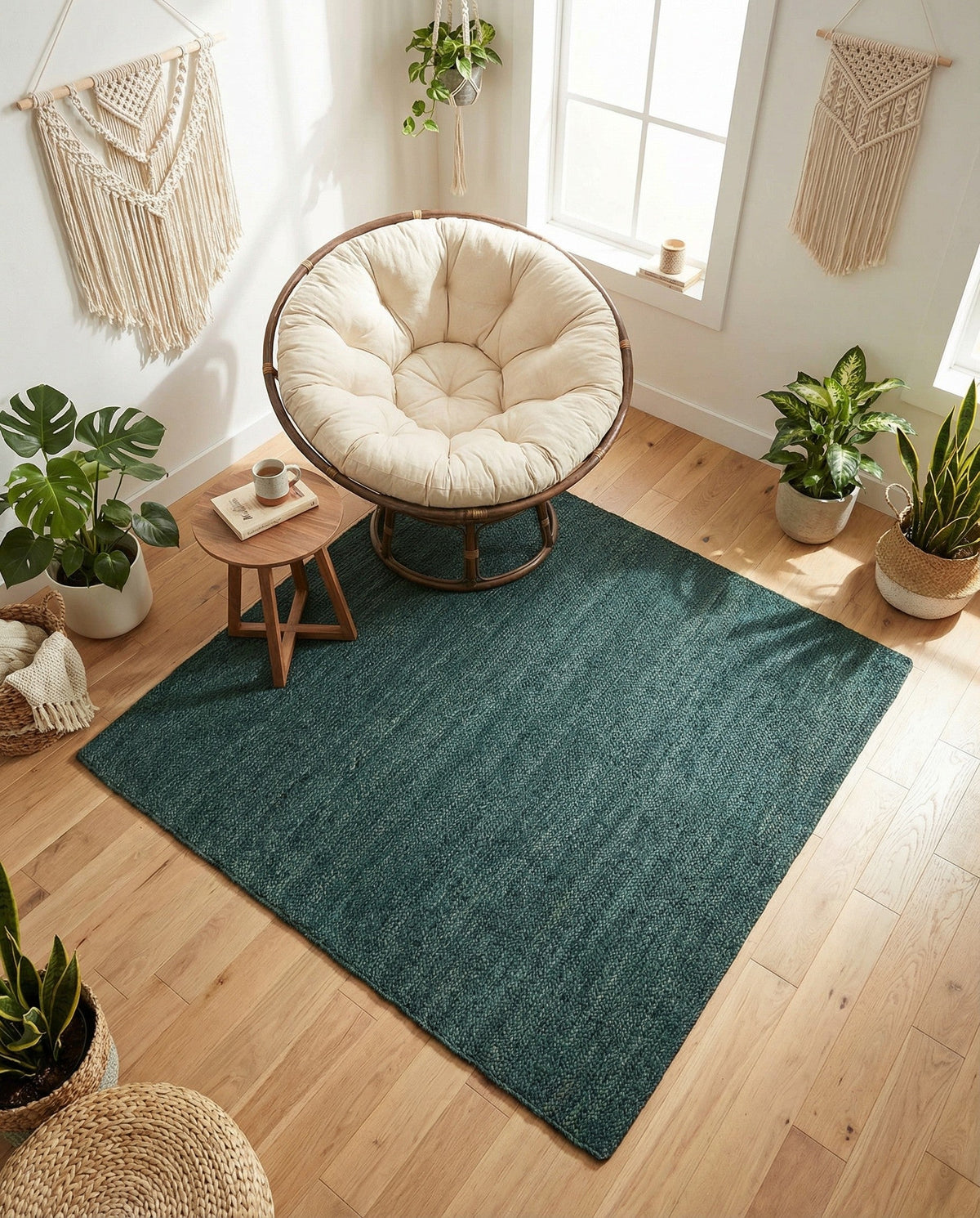 Woven Seaside Jute Collection Area Rug - Martha's Square Green  lifestyle 67
