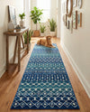 Mediterranean Lattice Collection Area Rug - Santorini (Navy and Teal) Runner Navy and Teal  lifestyle 51