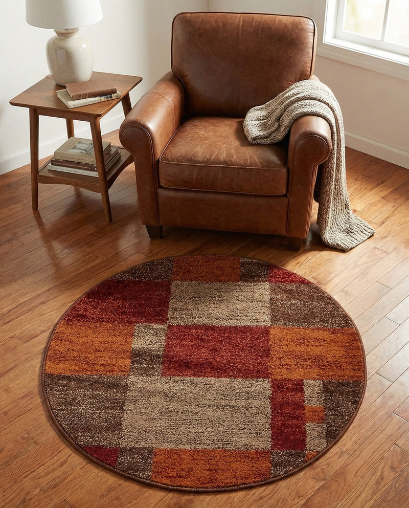 Autumn Meadow Collection Area Rug -  Sycamoreside (Multi) Round Multi  lifestyle 69