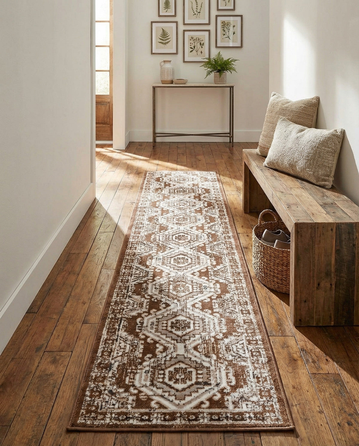 Savannah Elegance Collection Area Rug -  Tybee (Brown) Runner Brown  lifestyle 99