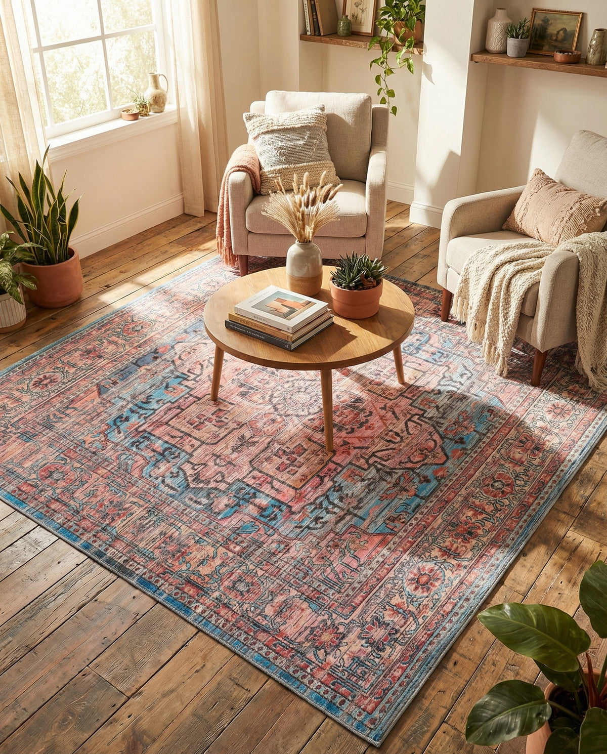 Zahara Oasis Collection Area Rug -  Fez Square Blue  lifestyle 88