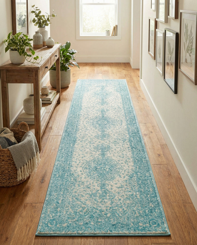 Dover Terrace Collection Area Rug - Marina (Aqua) Runner Aqua  lifestyle 64