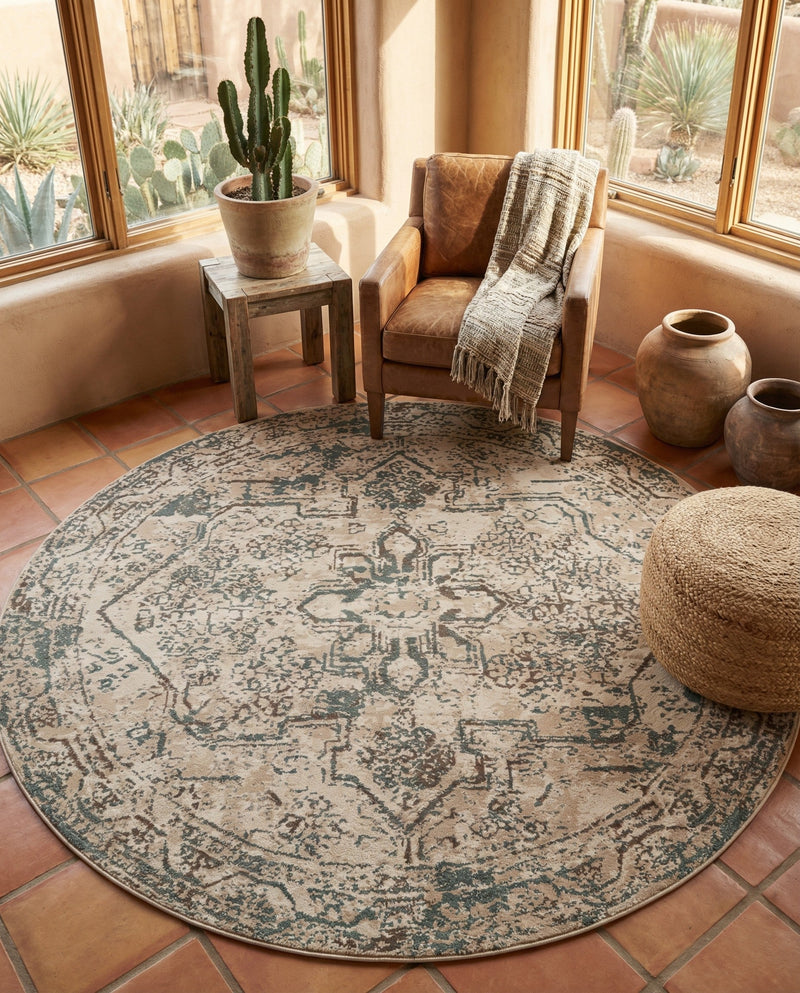Gobi Sands Collection Area Rug -  Turpan Round Multi  lifestyle 81
